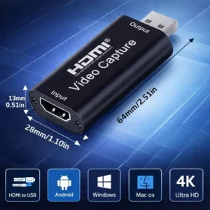 Placa De Captura Hdmi 4k Usb 1080p Full Hd Live Streaming Conversor Video Gamer Plug Play Dr Hank - Imagem 3