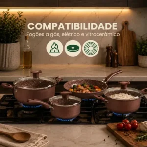 Jogo De Panelas Antiaderente 10 Peças Prime Alumínio Teflon Cor Marrom-escuro - Imagem 5