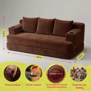 Sofá Cama Nami. 1,88m Xpand Tech Tecido Velourê Cama Inbox - Imagem 6