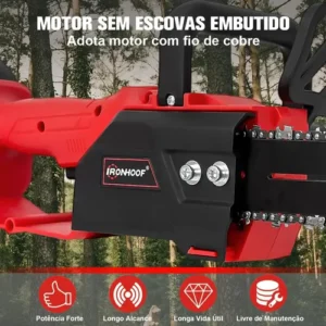 Motosserra Elétrica Brushless 16 Polegadas 2 Bateria 1600w - Imagem 7
