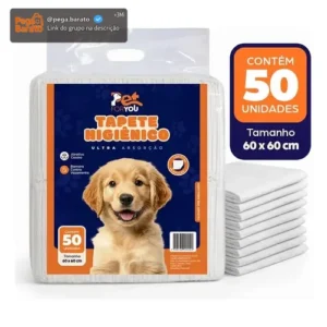 Tapete Higiênico Pet 50 Unidades 60x60 Descartável Cão Gato - Imagem 1