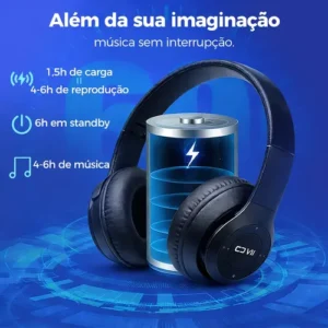 Fone P47 Headphone Estéreo Redução De Ruídos Bluetooth 5.4 Vermelho - Imagem 4