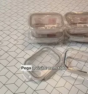 Pote Vidro Hermético Retangular Tampa 450ml Kit 5 Peças - Imagem 11