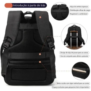Mochila feminina, impermeável, reforçada, com capacidade expansível de 25 a 40 L, capaz de acomodar um laptop de 15,6 polegadas, com porta de carregamento SUB - Imagem 6