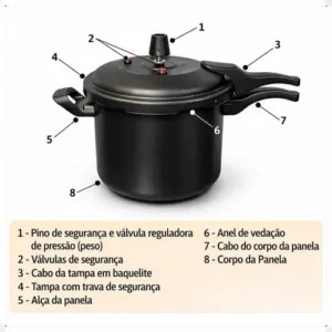 Panela De Pressão 4,5 Litros Antiaderente Fechamento Externo - Imagem 5