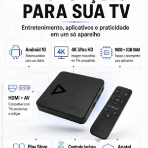 Smart Box 4K Android Tv Transforme Sua Tv Em Smart 2 Gb RAM 16 GB de Armazenamento Android Netflix Prime Video Play Store - Imagem 5