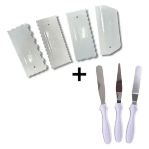Kit 7 Espátulas Decorativas Profissional Para Bolo Cobertura - Imagem 3