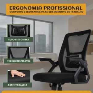 Cadeira de Escritório Presidente Ergonômica Valencia Diretor Executiva com Apoio de Braço, Suporte Lombar e Malha Respirável LuvinCo - Imagem 6