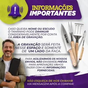 Kit Churrasco 4 Em 1 Personalizado Faca Pegador Logo Brinde - Imagem 5