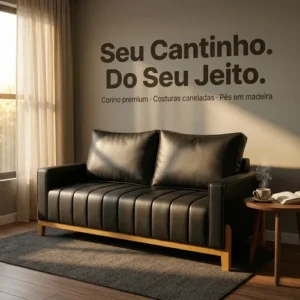 Sofá Namoradeira 2 Lugares Couro Sintético Pés Madeira 140cm - Imagem 8