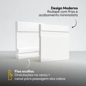 Kit 5 Barras 2m Rodape Poliestireno Frisado 10cm Altura Alut - Imagem 6