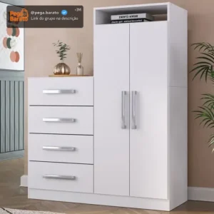 Cômoda Paris 2 Portas 4 Gavetas Branco - Panorama Móveis - Imagem 1