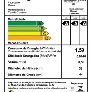 Ventilador Parede Preto 3 Velocidades - 44cm - Imagem 6