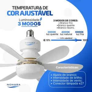 Ventilador De Teto 120w Controle Remoto Lâmpada E27 Luz Led Ajustável Bivolt Diâmetro 42 Cm 6 Pás 3 Velocidades Silêncioso Econômico Moderno Residencial Comercial Interno Externo Ventilação Ar Fresco - Imagem 4