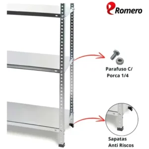 Estante Prateleira Aço Aparador Livros 3 Bandejas Romero - Imagem 4