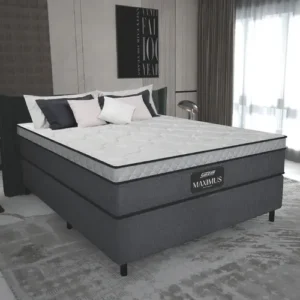 Cama Box Casal Colchão Gazin Maximus Molas Ensacadas 138x188x62cm Linho Grafite / Branco - Suporta até 120Kg por Pessoa - Imagem 3