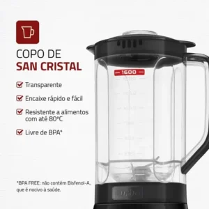 Liquidificador Pratic Turbo, Mondial, 550W - L-98-B - Imagem 4