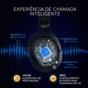Headset Qcy H3 Anc Adaptativo Bluetooth 5.3 Multiponto 60h Cor Azul - Imagem 4