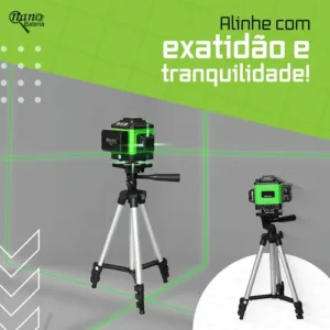 Kit Nível A Laser Verde 12 Linhas Esquadro + Suporte + Tripé Recarregavel Profissional Prumo Autonivelante Nano Bateria - Imagem 5