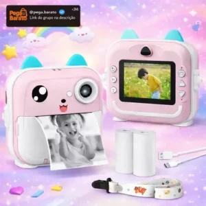 Câmera Digital Infantil Impressão Instantânea Dorama Foto Video Jogos Cor Câmera Polaroid Rosa - Imagem 1