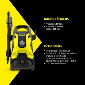 Lavadora De Alta Pressão Kärcher Prática Black 1500 Psi/libras 1400w 300l/h Com Aplicador De Detergente E Lança Regulável 220v - Imagem 11