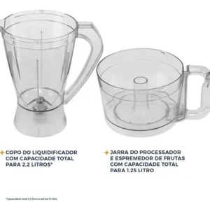 Multiprocessador britânia Bmp900 1000w 3 em 1 inox Preto - Imagem 5