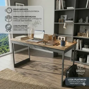 Mesa Escritório Industrial 150x60 Reforçado Ferro Homeoffice - Imagem 9