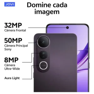 Smartphone JOVI V50 Lite 5G 256GB 8GB RAM Câmera 50MP AMOLED 6.77" 6500mAh 90W Android 15 - Preto Eclipse - Imagem 5