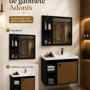 Conjunto Armário Gabinete Cuba Espelheira Para Banheiro - Imagem 7