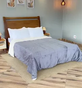 Coberdrom Casal Queen Size Sherpa Cobertor Edredom Inverno Pele Lã Carneiro Super Macio Suave Confortável Luxo Cor Cinza - Imagem 2