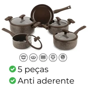 Conjunto Panelas Cerâmica 3mm 5 Peças Hércules Indução - Imagem 2