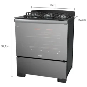 Fogão 5 Bocas Dako Diplomata Glass Style com Frente Espelhada Mesa de Vidro e Grill com Timer e Tripla Chama Bivolt - Imagem 11