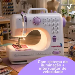 Máquina De Costura Reta ImportWay 12 Pontos Doméstica IWMC-505 Portátil Branco - Imagem 7
