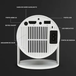 Projeto Smart Portátil TV Hd 4k Bluetooth Wifi Cor Branco Android 11.0 5g Cinema em Casa Imagem Nítida Compatível Com Diversos Dispositivos Hy300 Com Controle VLX - Imagem 8