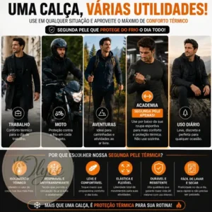 Calça Térmica Masculina Segunda Pele Meia Flanelada Felpuda - Imagem 3