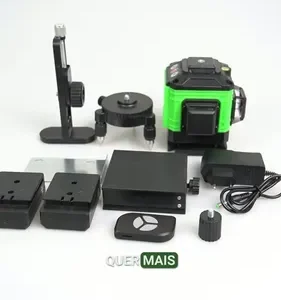 Kit Nível A Laser Verde 12 Linhas Esquadro + Suporte + Tripé Recarregavel Profissional Prumo Autonivelante Nano Bateria - Imagem 2