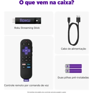 Roku Streaming Stick 2025 Para Tv Hd/fhd Controle Por Voz Preto De Voz 3ª geração 3840BR - Imagem 5