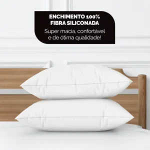Kit 2 Travesseiros 70x50 Antialérgico Lavável Fibra Siliconada Toque de Pluma de Ganso Oaktex Cor Branco - Imagem 4