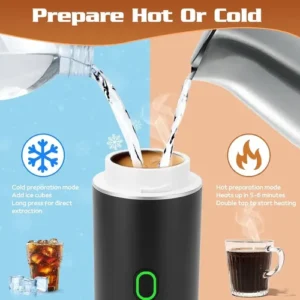 Cafeteira Portátil Elétrica Display Digital Cápsulas E Pó Preto - Imagem 4