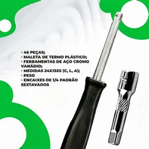 Kit 46 Chave Catraca Jogo De Soquetes Allen Torx Ferramentas - Imagem 3