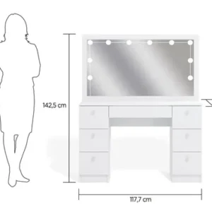 Penteadeira Ditália Pe80 com Kit Luz Branco Cor Branco - Imagem 12