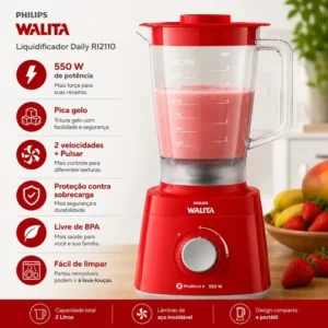 Liquidificador Daily Ri2110 Vermelho Philips Walita - Imagem 5