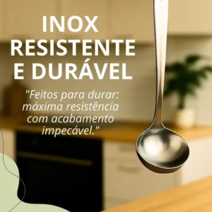 Kit 4 Utensílios Inox Cozinha Colher Concha Escumadeira - Imagem 3