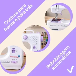 Máquina De Costura Reta ImportWay 12 Pontos Doméstica IWMC-505 Portátil Branco - Imagem 4