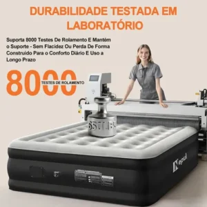 Colchão Inflável Queen Nepul Duplo Com 2 Travesseiro Inflável NE-999 cor Cinza - Imagem 3