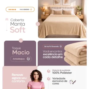 Coberta Manta Soft Casal Microfibra Anti-alérgica Dupla Face - Imagem 10