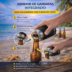 Copo Térmico Porta Garrafa Térmica Latinha 420ml Para Cerveja Refrigerante Long Neck Inox Isolamento Térmico Parede Dupla Para Praia Churrasco Camping Alta Durabilidade - Sayonara - Imagem 4