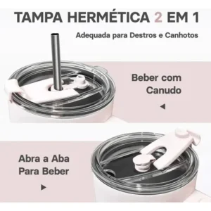 Copo Térmico Gigante 1,2l Inox Com Tampa E Inox Canudo Cor Rosa Cor Pura / Material Fosco - Imagem 8
