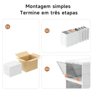 Sapateira Vertical Empilhável Caixa Sapato Tênis 6 Andares Cor Branco - Imagem 5