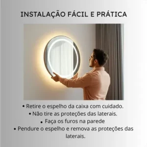 Espelho Redondo 50x50 Jateado Com 3 Cores Led Touch Camarim - Imagem 10